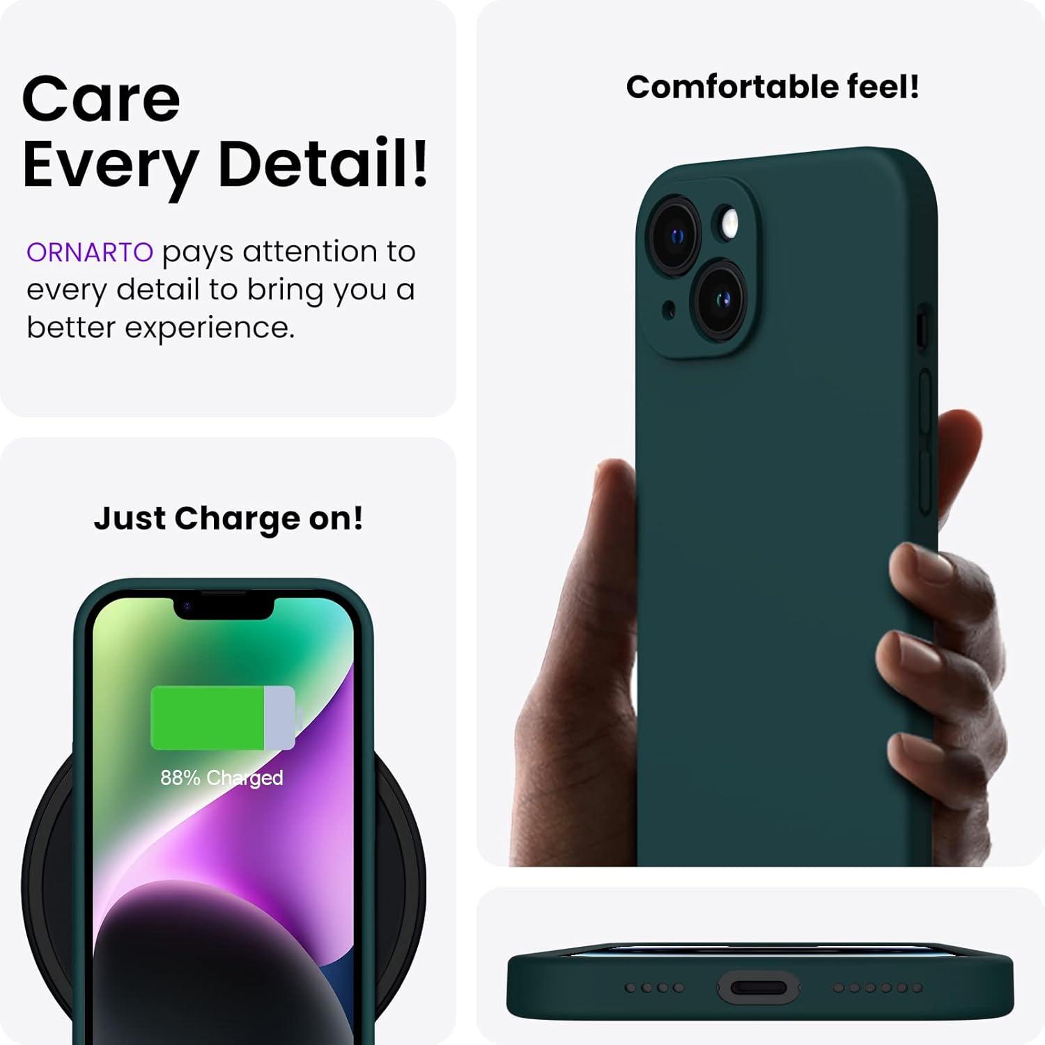 ORNARTO iPhone 14 Plus Hülle 6,7 Zoll 2022 stoßfest flüssiges Silikon Case Olivgrün