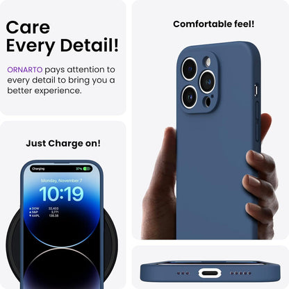 ORNARTO iPhone 14 Pro Hülle 6,1 Zoll 2022 Dunkelblau Stoßfest mit Schutzfolien