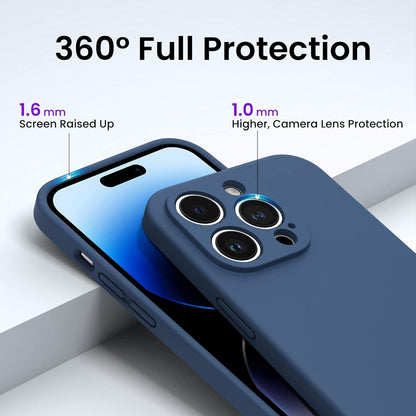 iPhone 14 Pro Hülle 6,1 Zoll 2022, Flüssiges Silikon, 2x Schutzfolien, Stoßfest