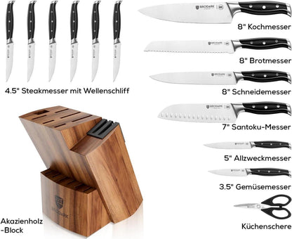 Küchenmesser-Set mit Block NSF-zertifiziert deutscher Edelstahl