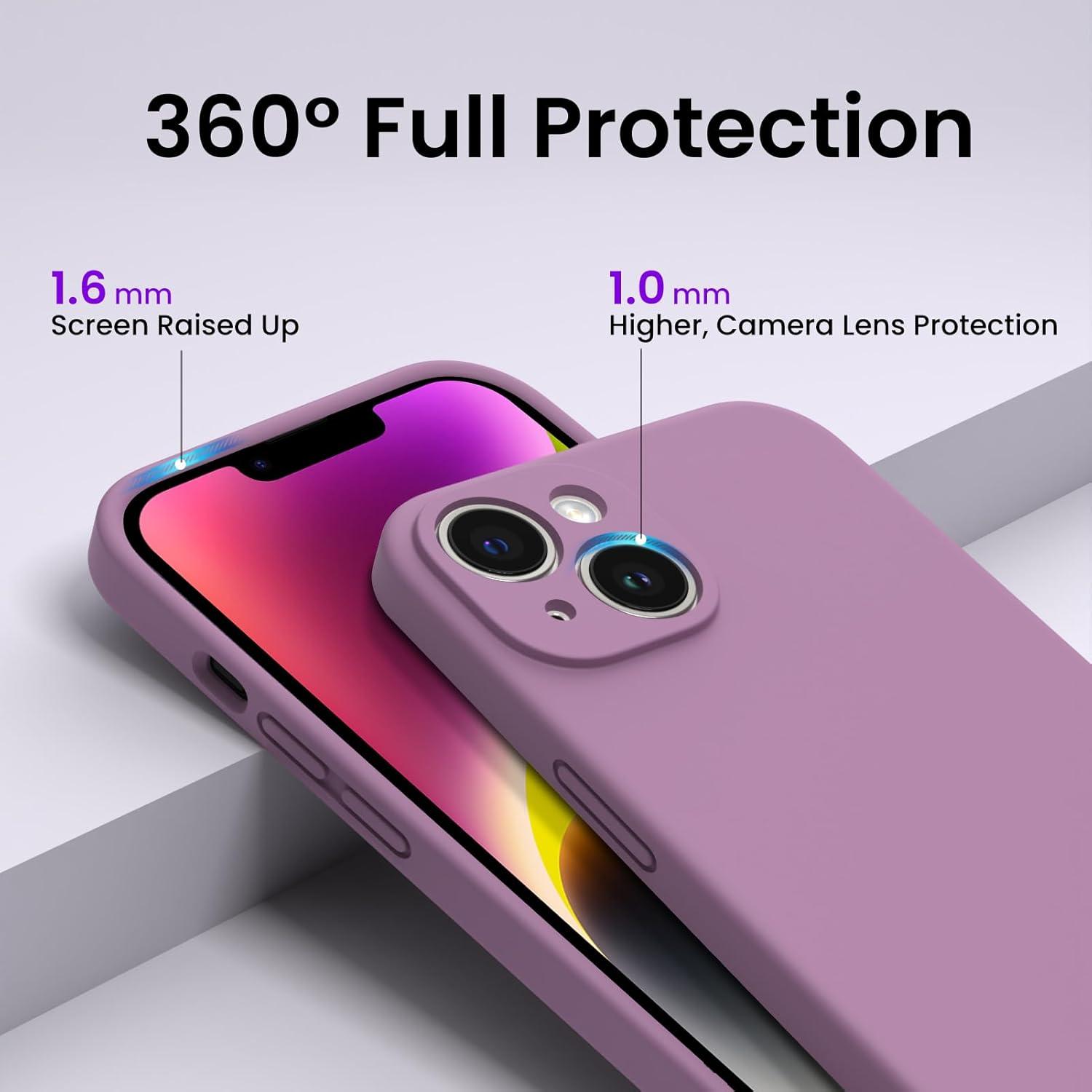 ORNARTO iPhone 14 Hülle 6,1 Zoll 2022 Lila mit Screen Schutzfolie Stoßfest