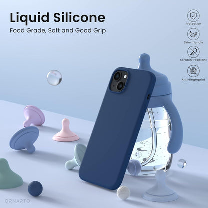 Silikon Case für iPhone 14 Hülle 6,1 Zoll Flüssiges Silikon Sturmblau