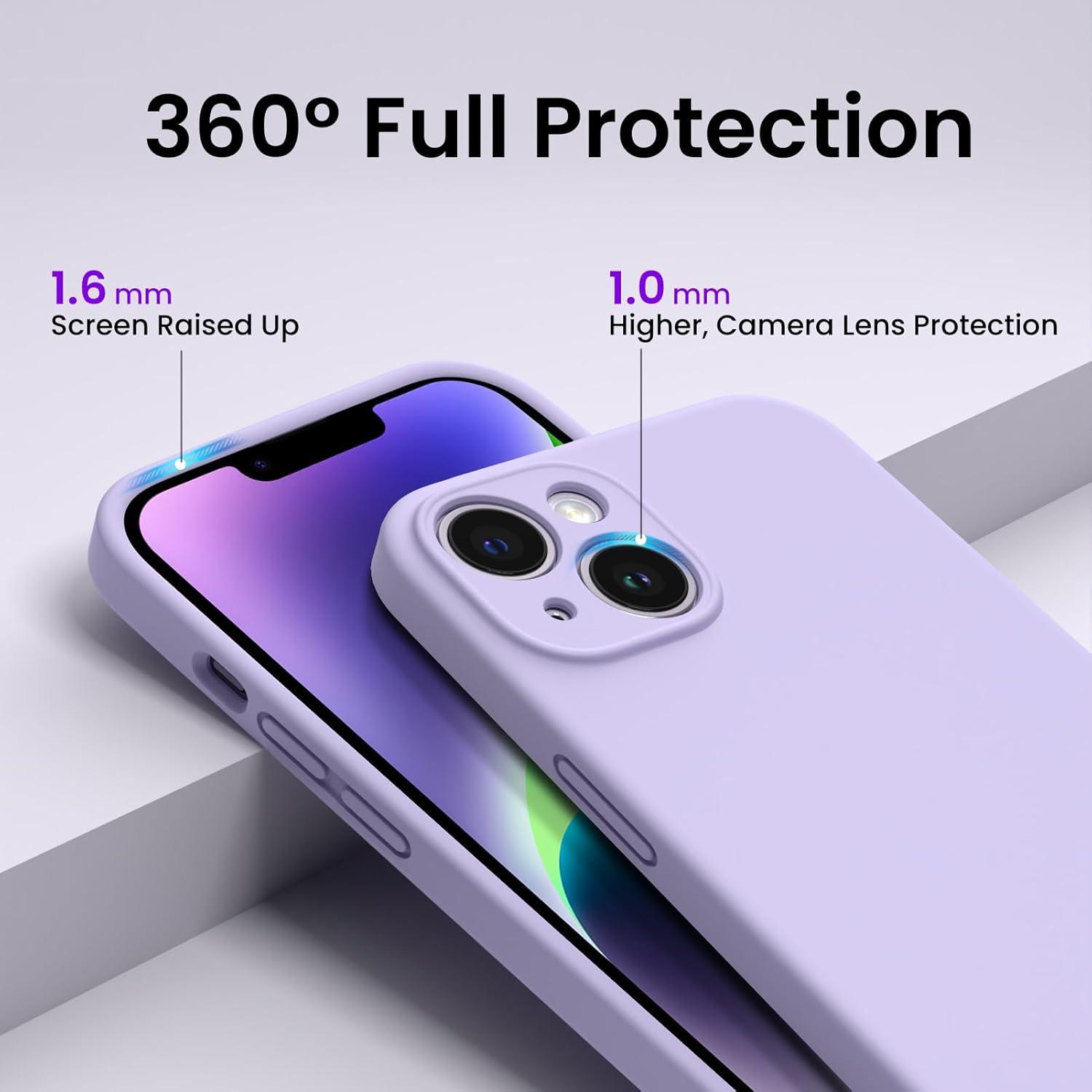 iPhone 14 Plus Hülle 6,7 Zoll 2022 + 2x Schutzfolien Silikon Stoßfest Violett