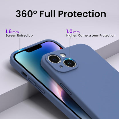 iPhone 14 Plus Hülle 6,7 Zoll 2022 Silikon Gel Case + 2x Schutzfolien - Blau