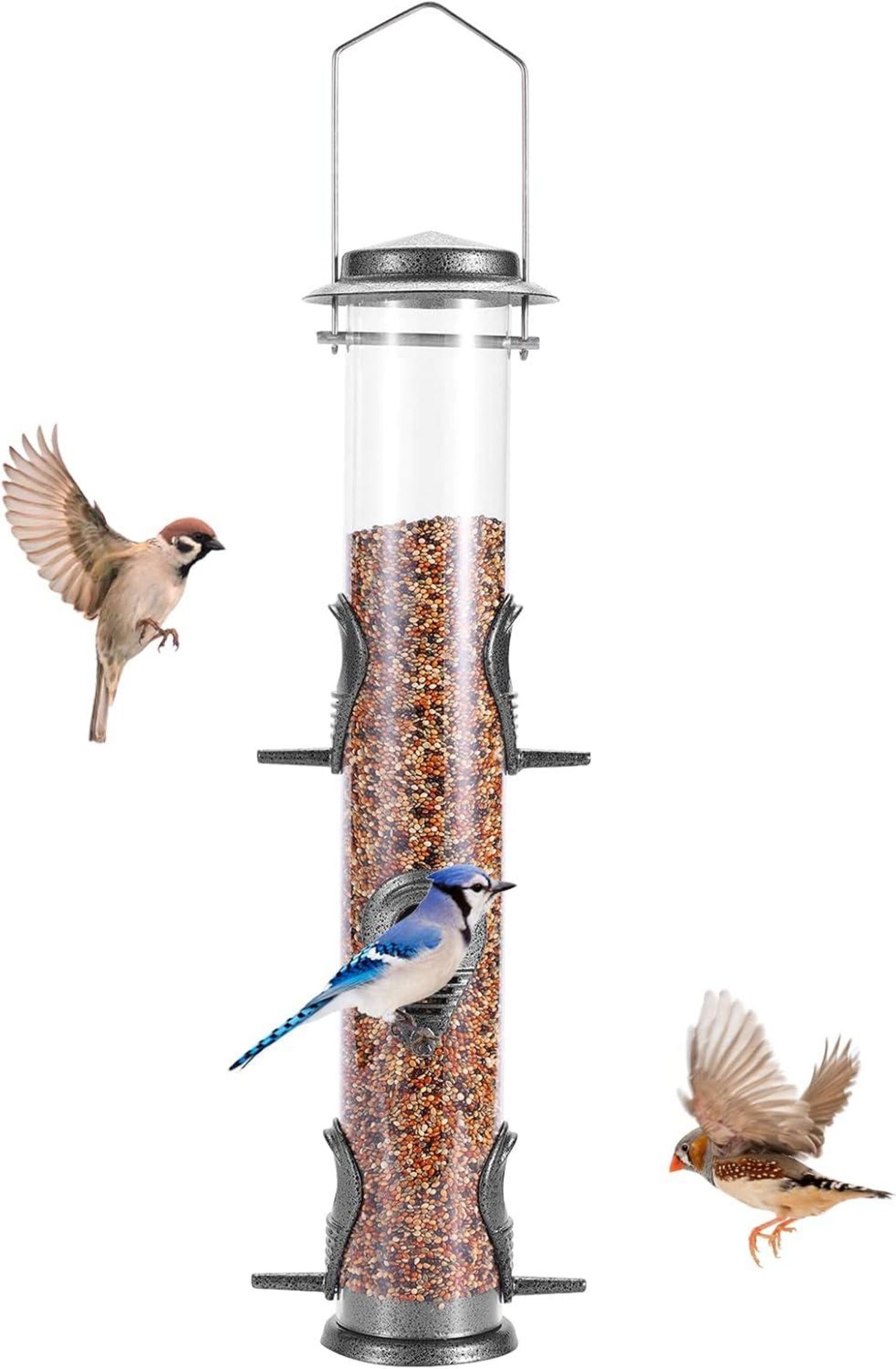 Vogelfutterspender Metallrohr Außenbereich Aufhängen Wildvögel 6