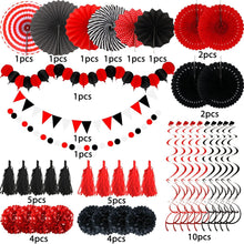 ZERODECO Party Deko Set Schwarz Rot Hochzeit Geburtstag