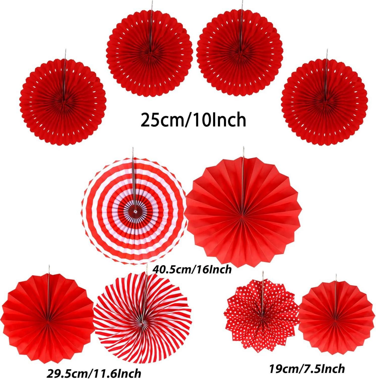 ZERODECO Party Dekoration Set Rot 41-teilig Pompoms Girlande für Geburtstag