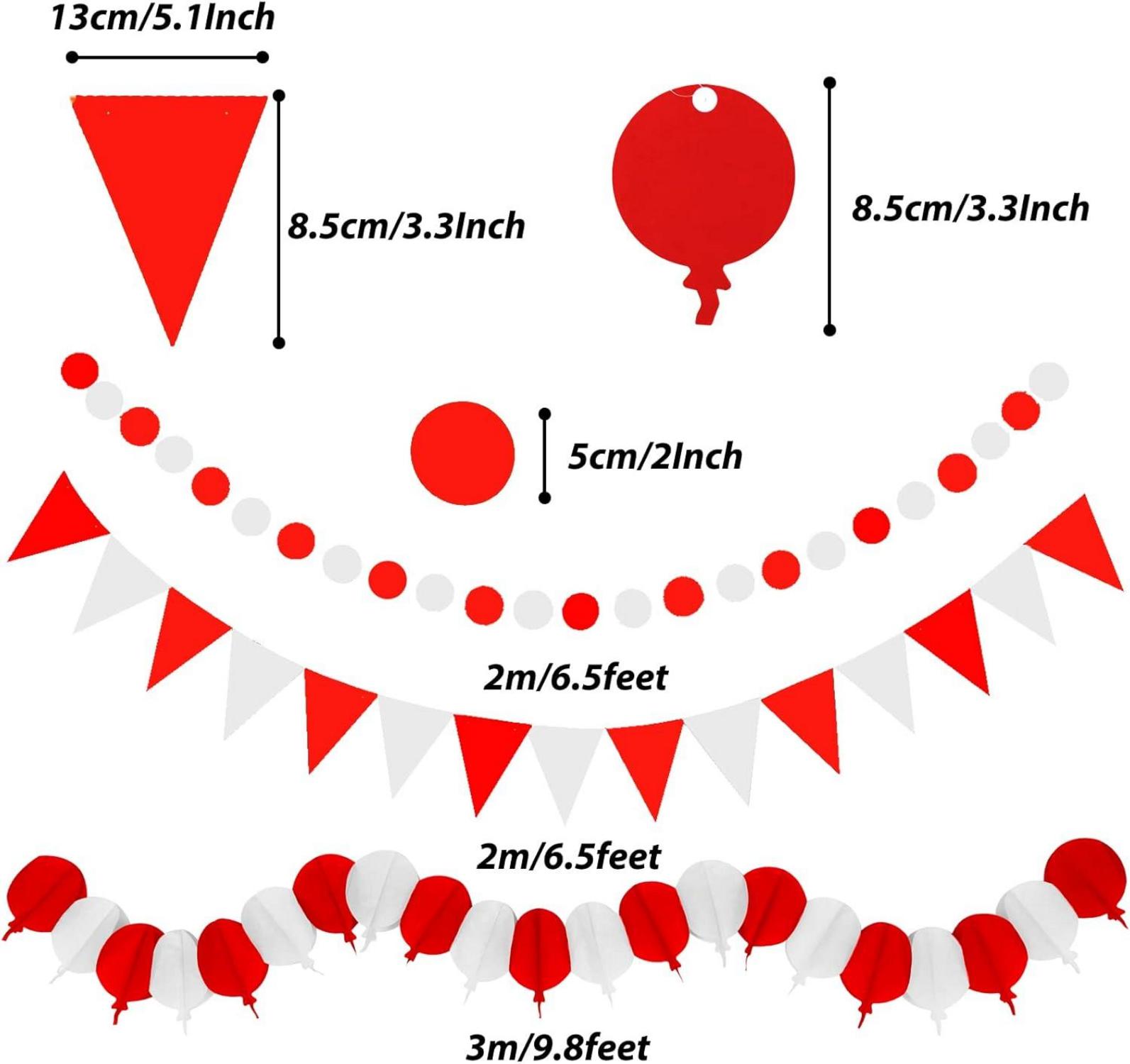 Party Deko Set 41-teilig Rot Papier Pompoms Girlande Jungen Mädchen