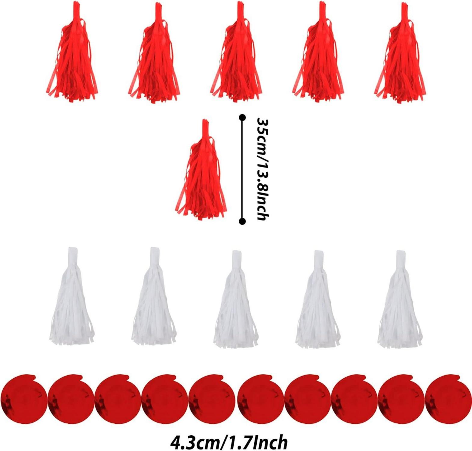 ZERODECO Party Dekoration Set Rot 41-teilig Pompoms Girlande für Geburtstag