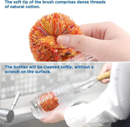 Flaschenbürste 45cm kratzfrei weiche Plüschbommel Glasbürste für Reinigung SodaStream Vasen Karaffen-Trinkflasche