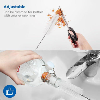 ecooe Flaschenbürste 45cm Kunststoff-freie Reinigung für Glas & Vasen