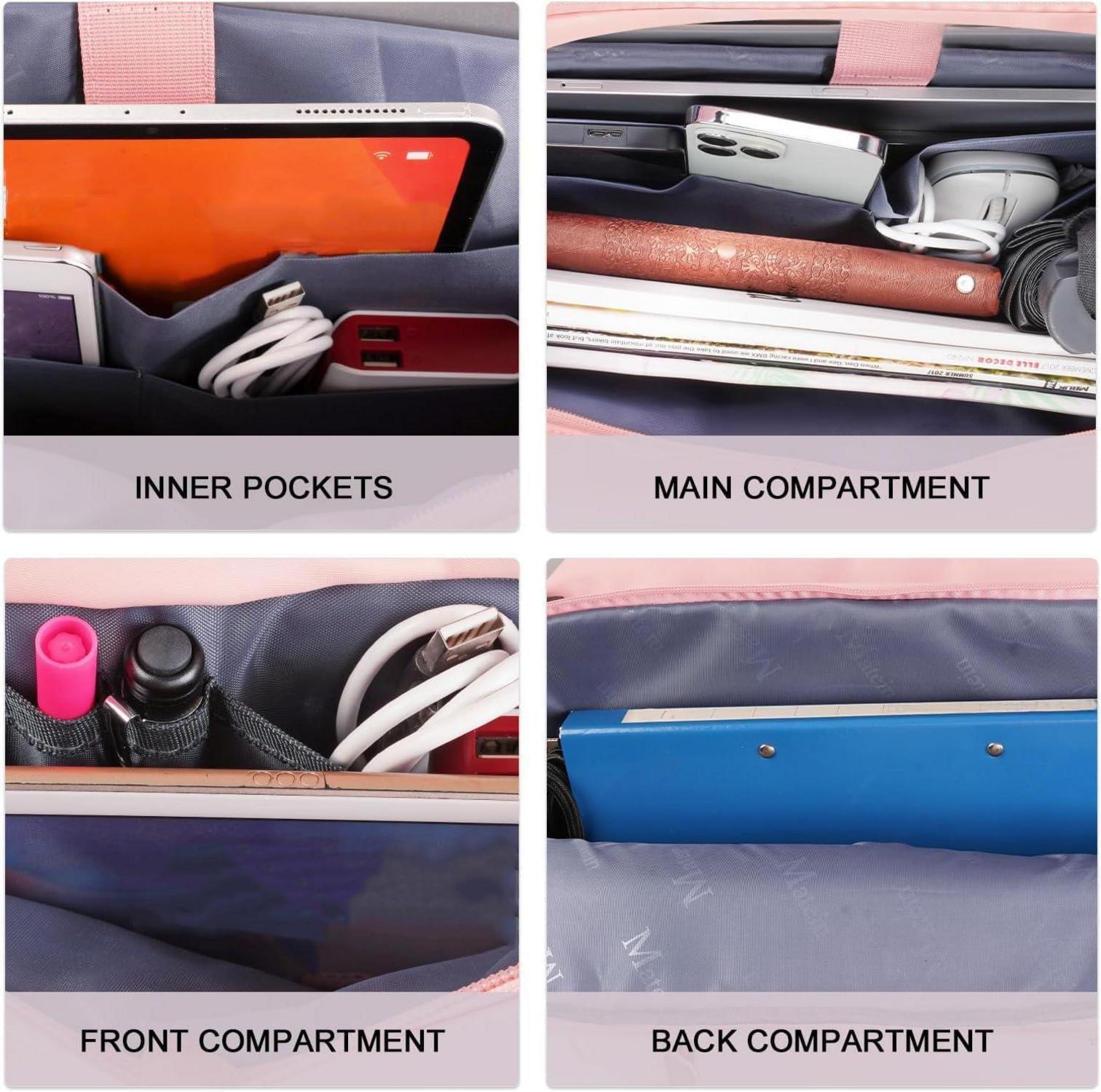 MATEIN Handtasche Damen 17,3 Zoll Rosa Laptoptasche Bürotasche Umhängetasche