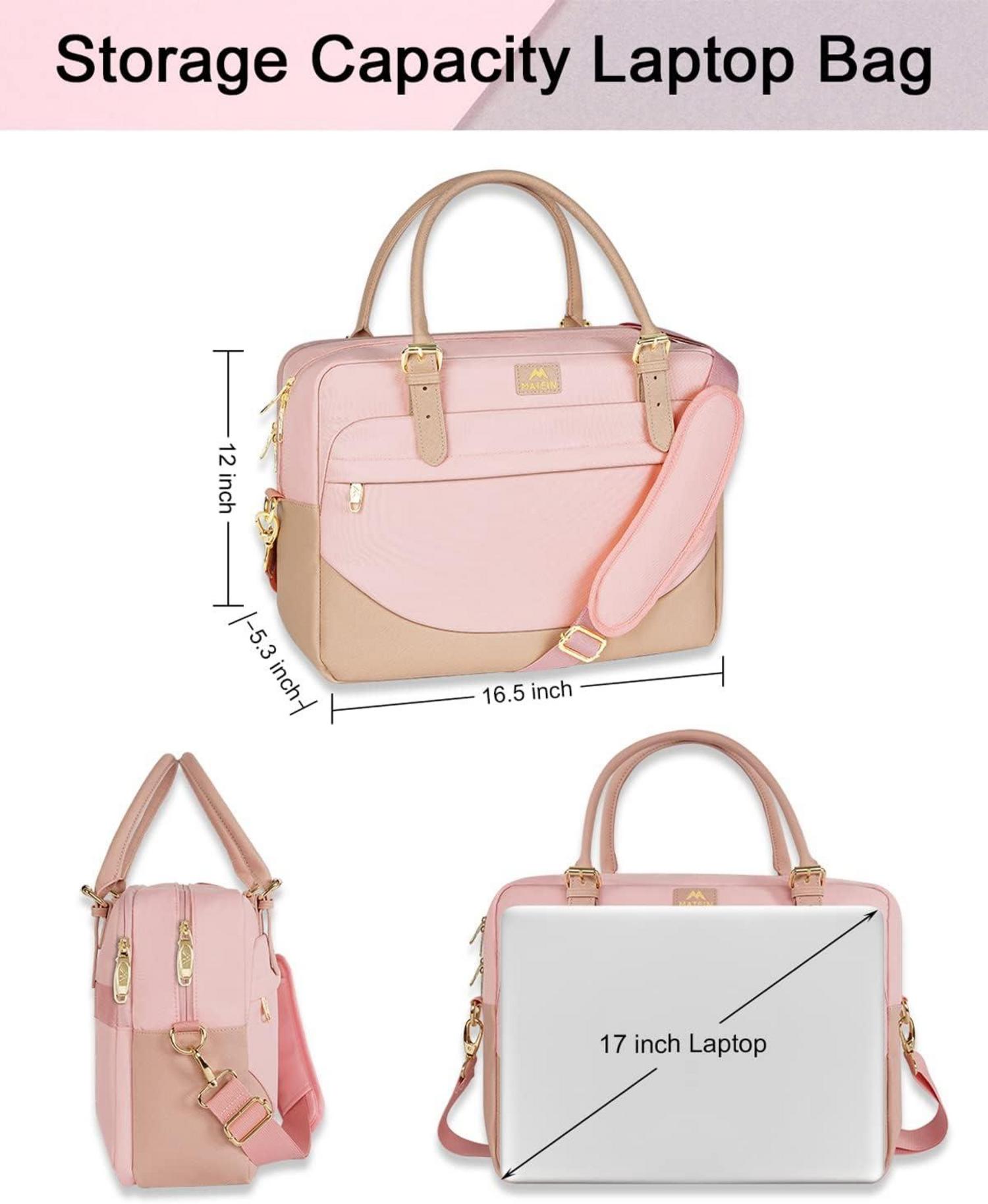 Rosa Laptoptasche 17,3 Zoll große Handtasche Bürotasche