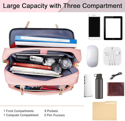 Handtasche Damen 17,3 Zoll Laptoptasche Groß Pink Umhängetasche