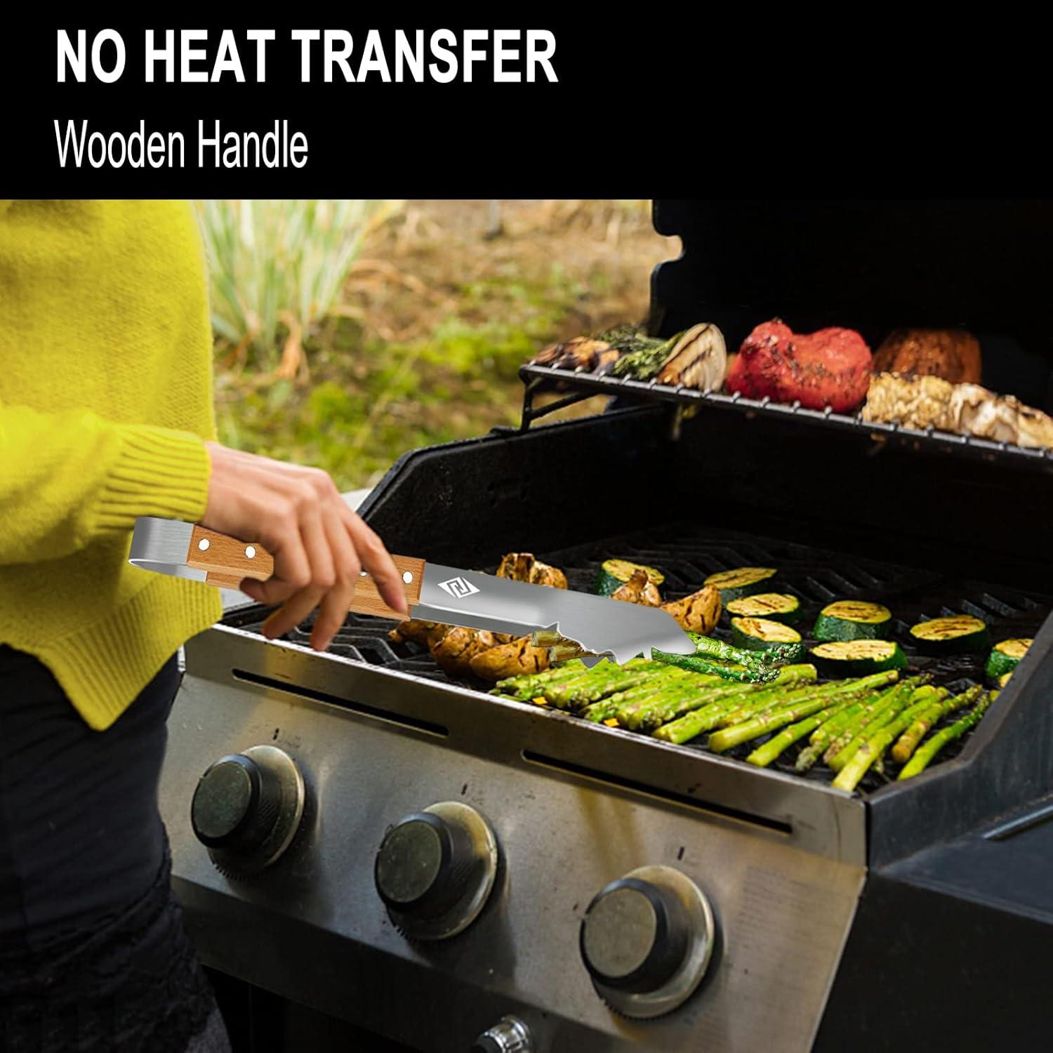 Grillzange Edelstahl mit Holz Griff 43cm - Geschenk für Männer, Papa, Ehemann