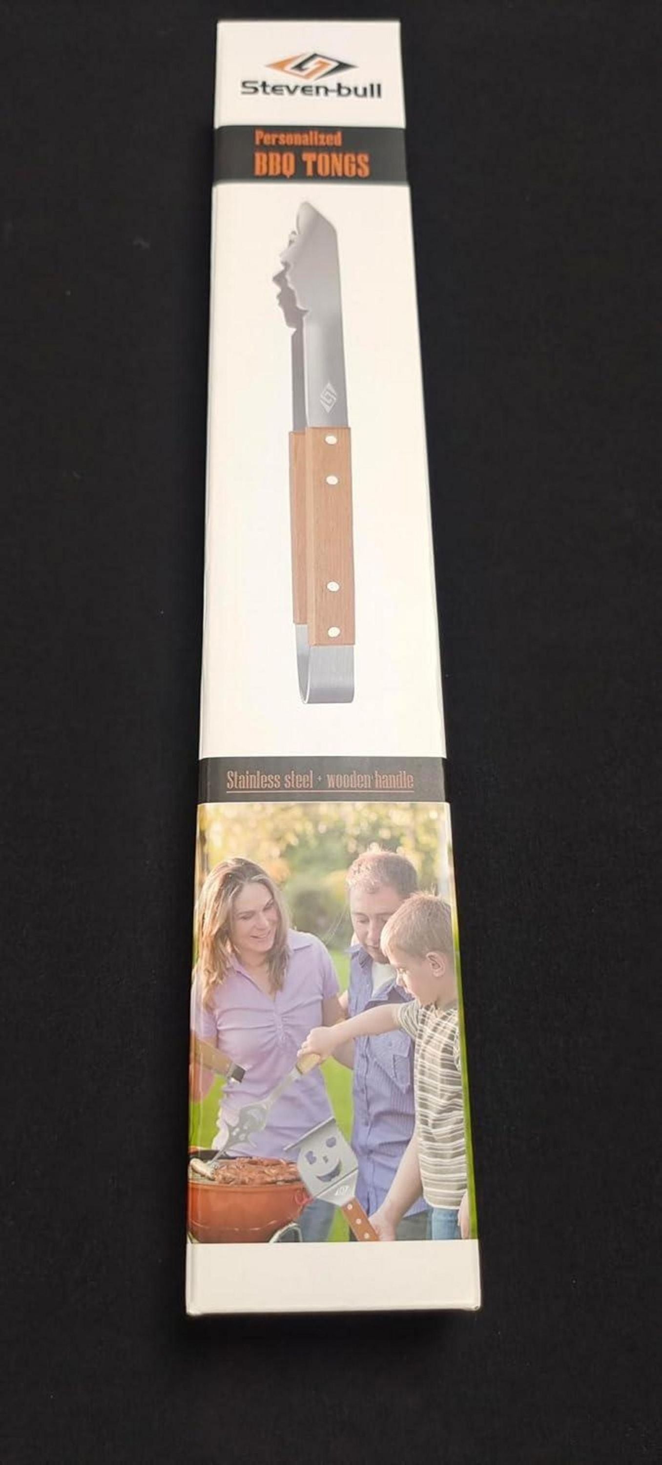 Grillzange Edelstahl mit Holzgriff 43cm für Gas- und Holzkohlegrill