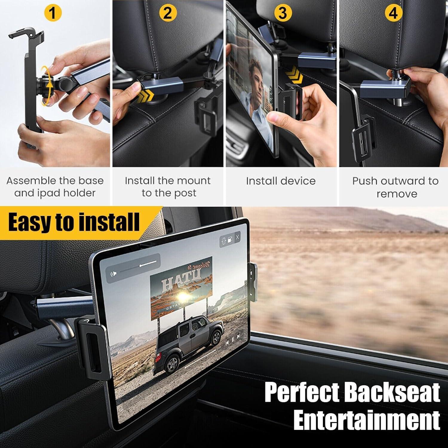 Tablet Halterung Auto iPad Halterung 360° Drehung Ausziehbar Kopfstütze 4,7-12,9