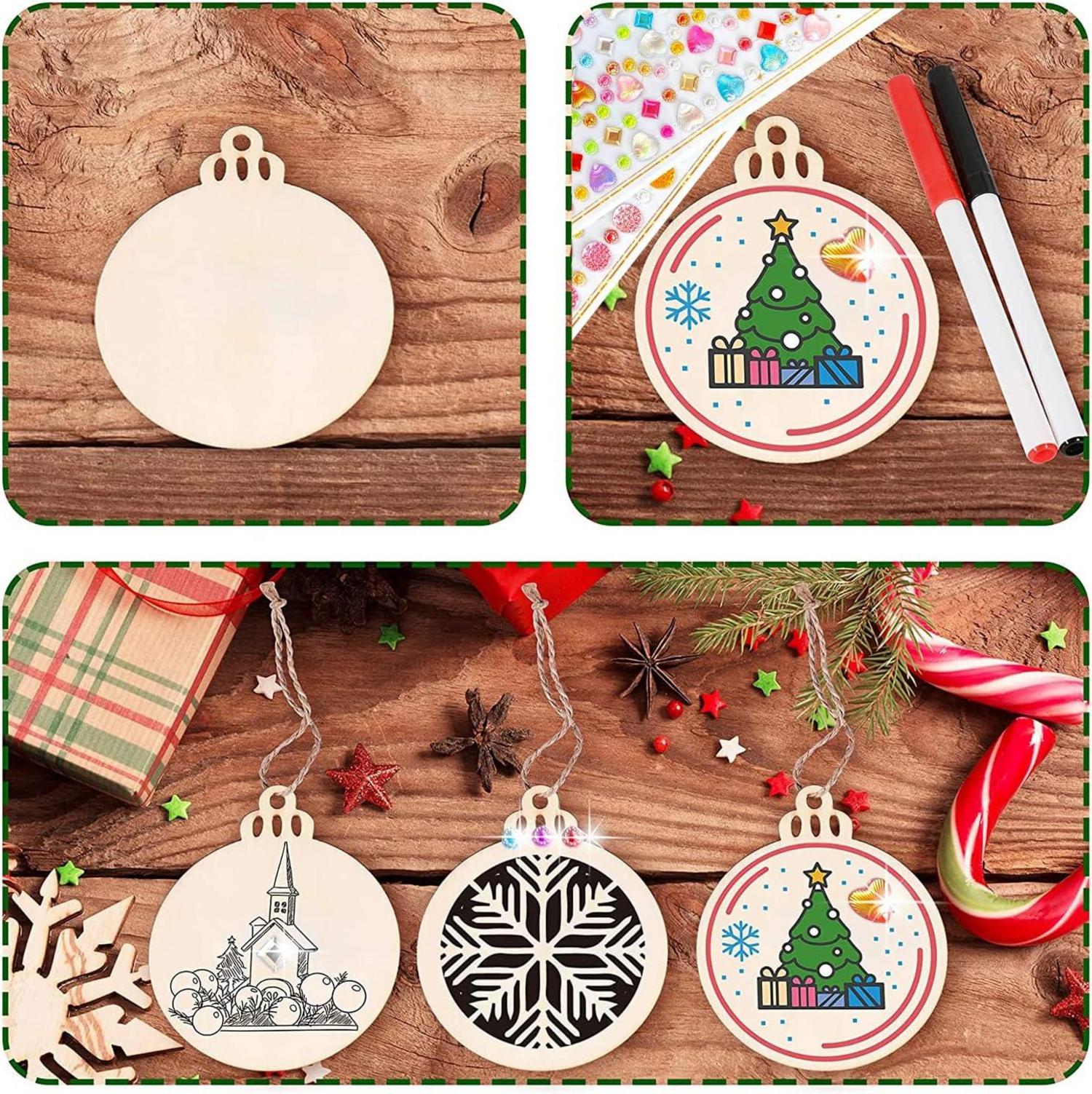 MEISHANG Holzanhänger Weihnachten DIY Christbaumschmuck 68 Stück