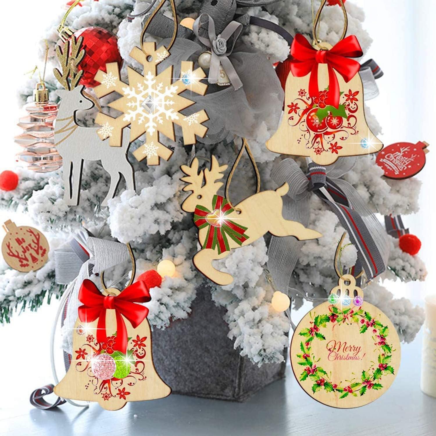 68-teiliges MEISHANG Holzanhänger Set Weihnachten basteln Kinder DIY Dekoration