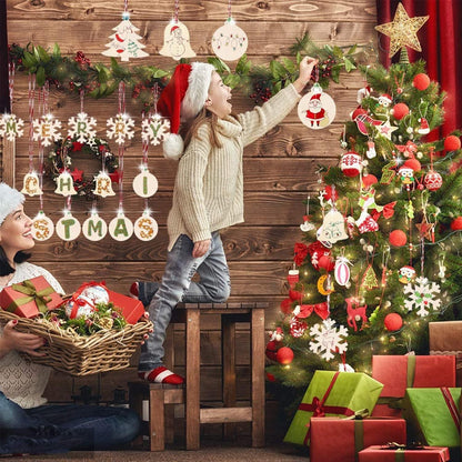 68-teiliges MEISHANG Holzanhänger Set Weihnachten basteln Kinder DIY Dekoration