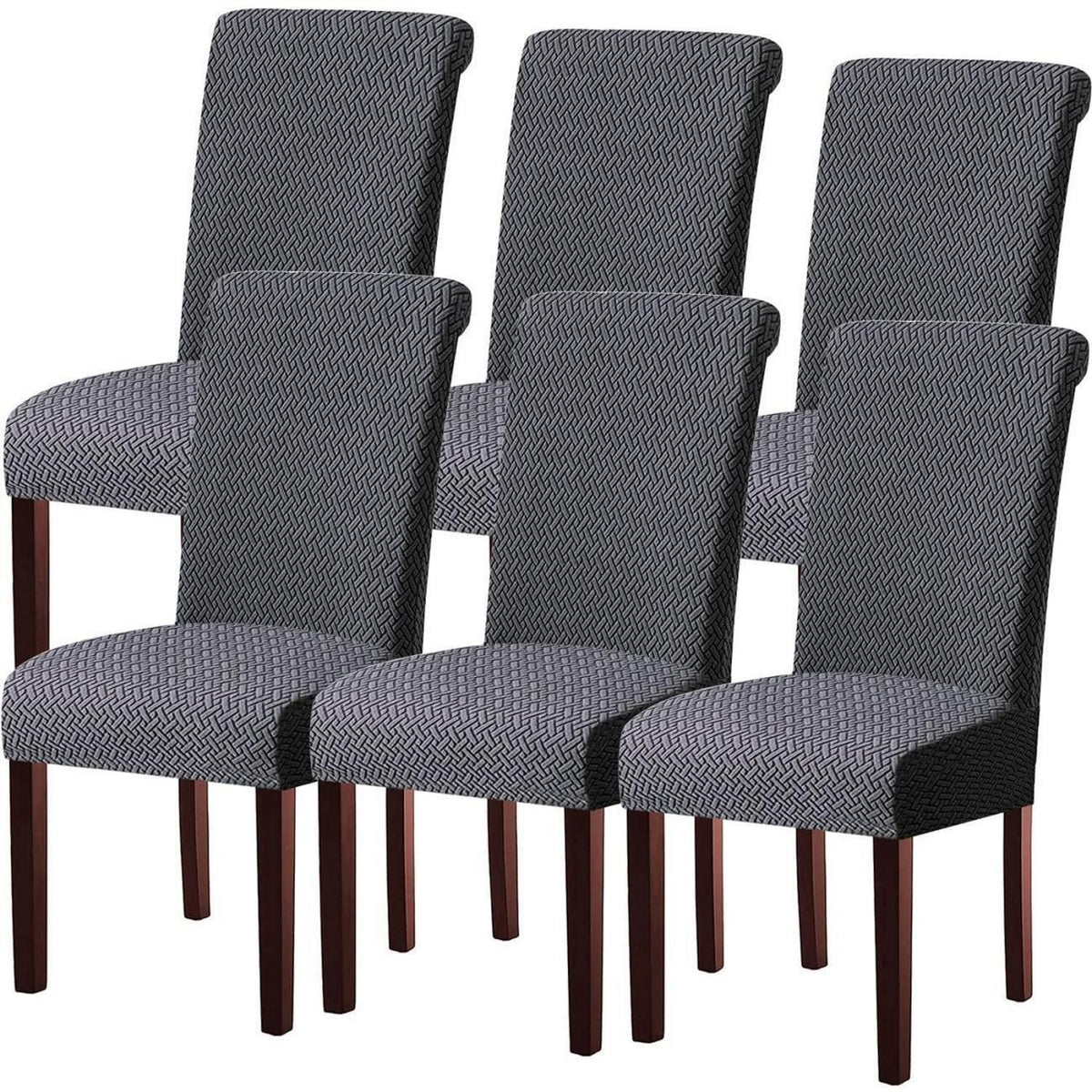 Moderne Stuhlhussen Set 6 Stück Dunkelgrau – Stretch & Waschbar