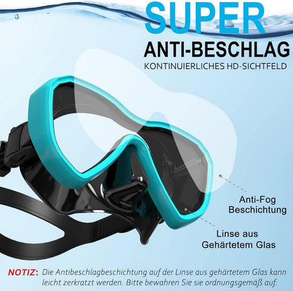 Schnorchelset Panorama Anti-Fog Anti-Leck Premium Dry 3-Kanal