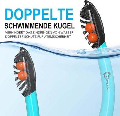 Dorlle Schnorchelset Premium Dry Schnorchel mit Panorama-Schnorchelmaske