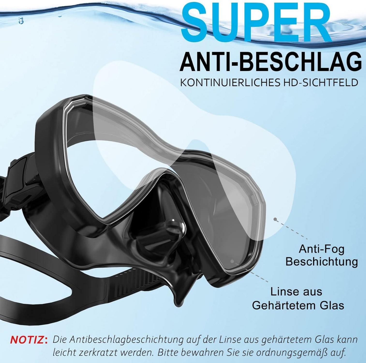 Schnorchelset Panorama Tauchmaske trockener Schnorchel Anti-Leck