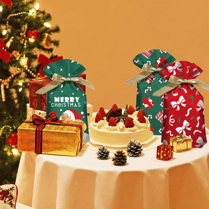 50 Stück Weihnachtsbonbontüte mit Kordelzug Süßigkeiten Geschenkbeutel