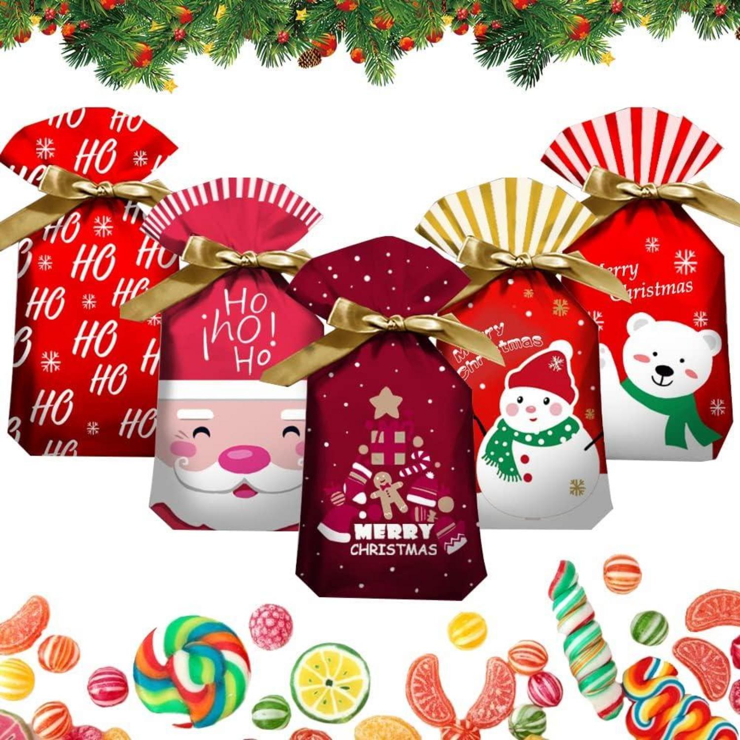 Weihnachtsbonbontüte 50er Set Kordelzug Süßigkeiten Geschenkbeutel