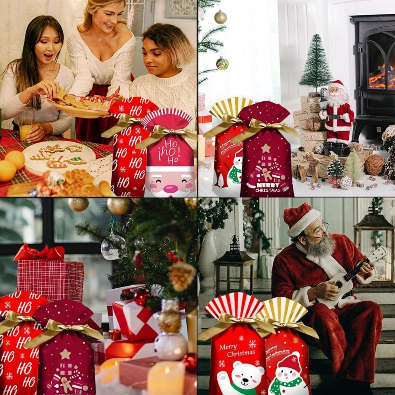 50 Weihnachtsbonbontüten Geschenktüte Kordelzug Süßigkeiten Partytüten