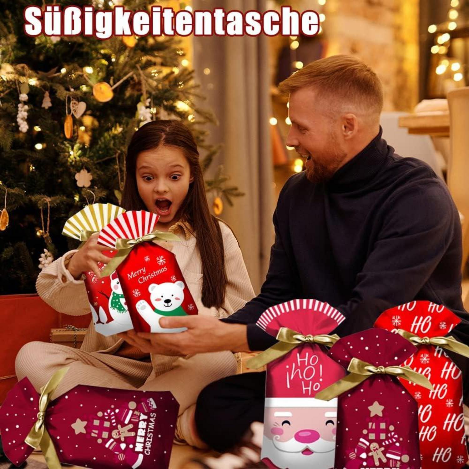 50 Weihnachtsbonbontüten Geschenktüte Kordelzug Süßigkeiten Partytüten