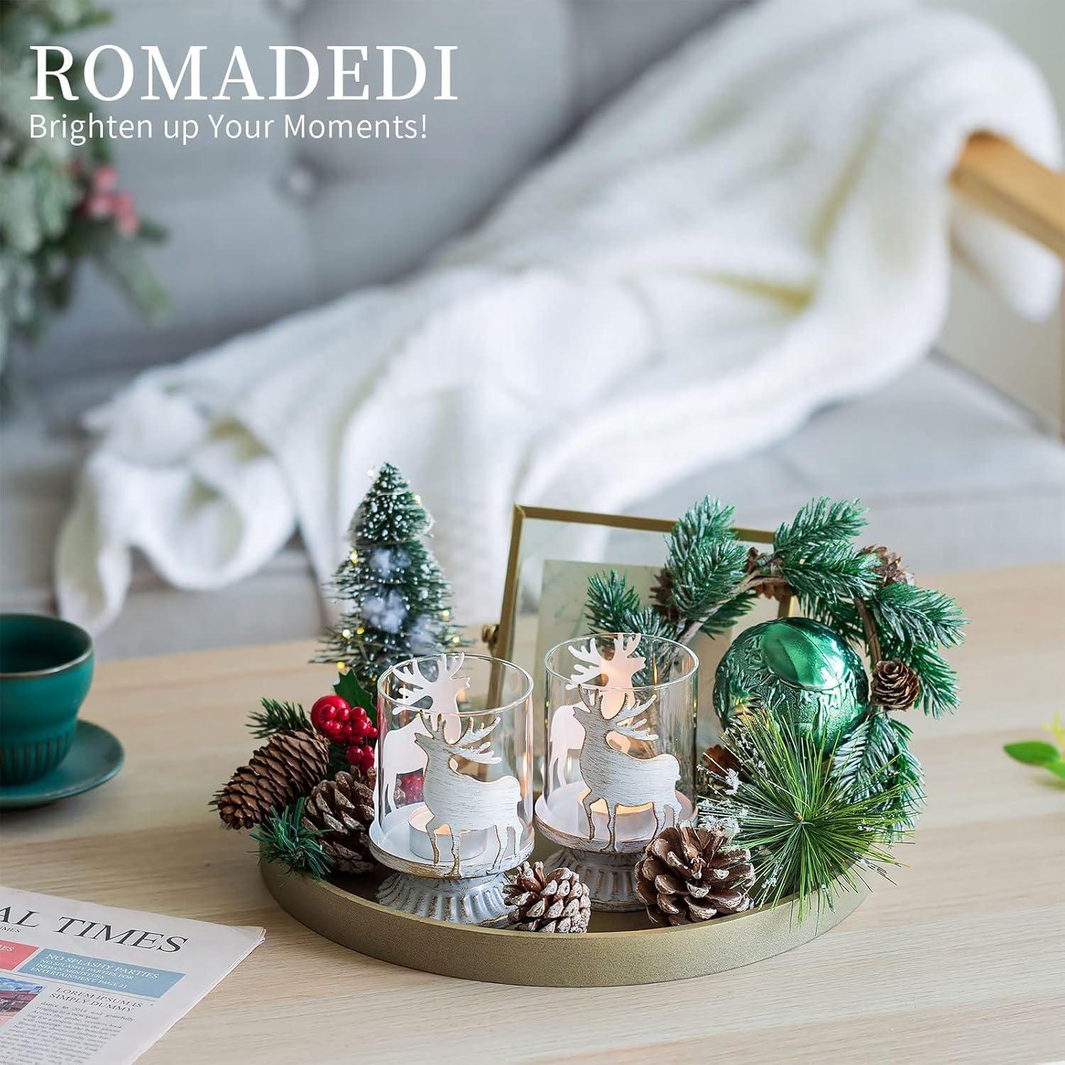 Romadedi Weihnachtskerzenhalter Set Rentier Hirsch Vintage Deko 2er