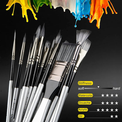 Acryl Pinsel Set 24 Stücke für Acrylfarben mit Tuch Roll Fall Schwämme