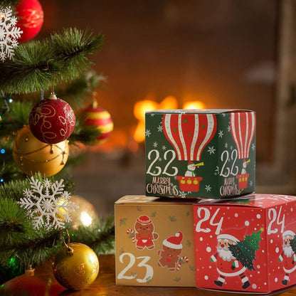 24 Adventskalender Tüten mit Kisten zum