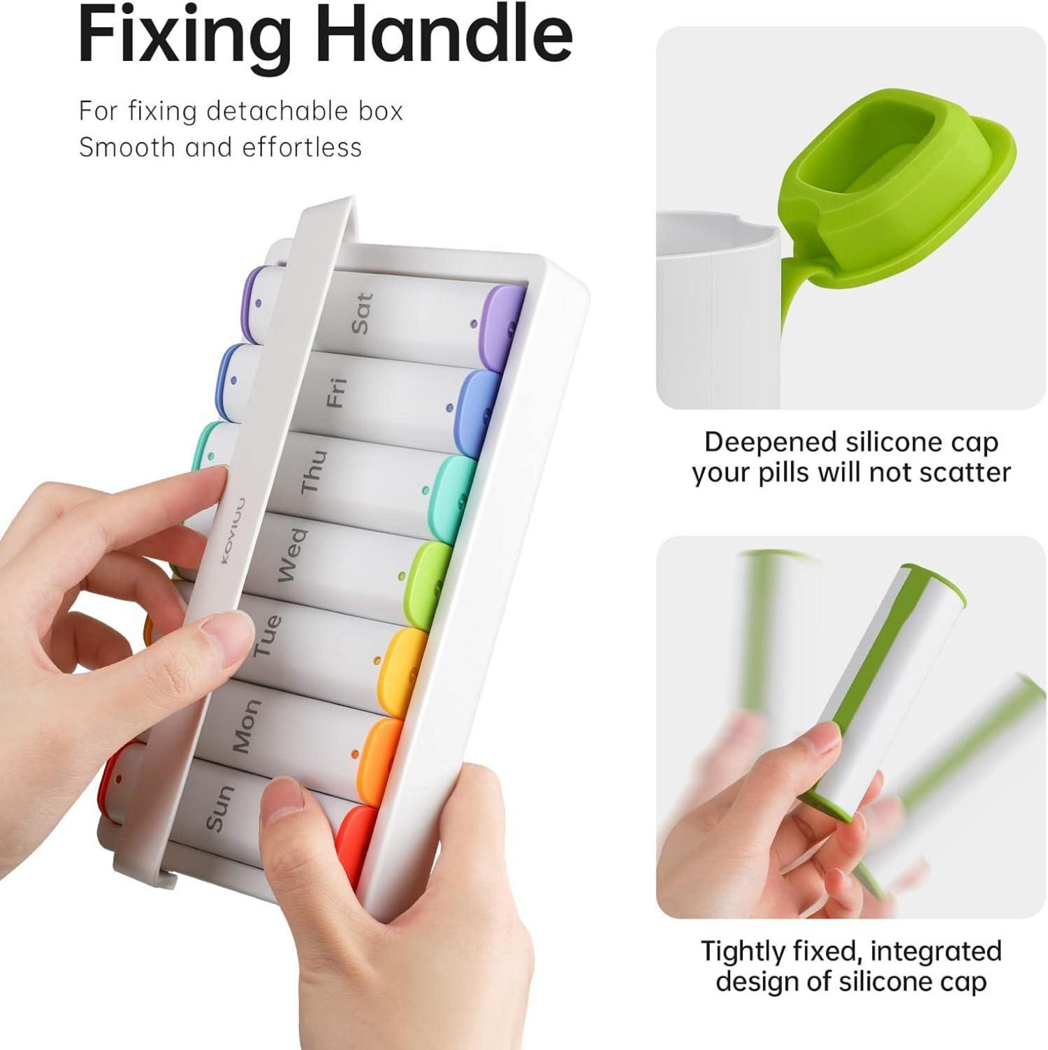KOVIUU Tablettenbox 7 Tage Pillendose Medikamentenbox fischöl