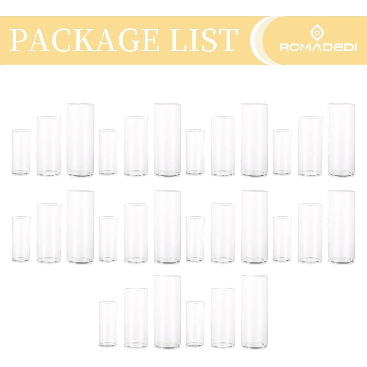 Windlichter Glas 30er Set, 3 Größen, für Kerzen & Blumen