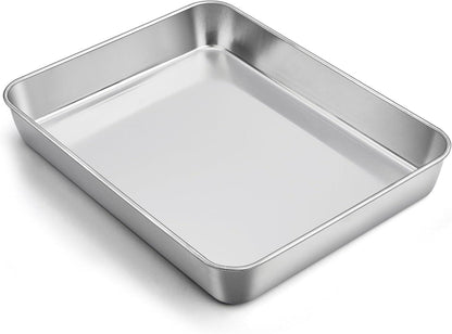 TEAMFAR Edelstahl Backblech Rechteckig 31,6x24,7x4,8cm - Tiefes