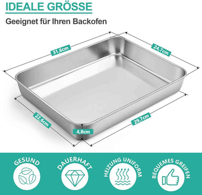 Edelstahl Backblech Rechteckig 31,6x24,7x4,8cm Für