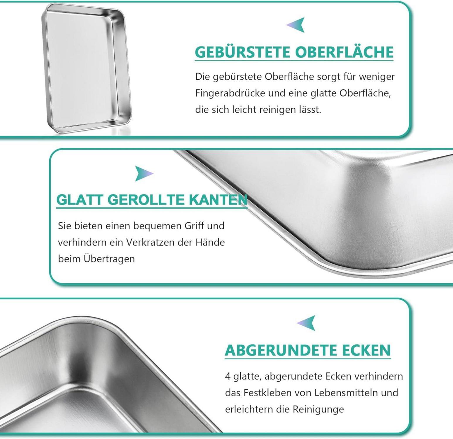 TEAMFAR Edelstahl Backblech Rechteckig 31,6x24,7x4,8cm - Tiefes