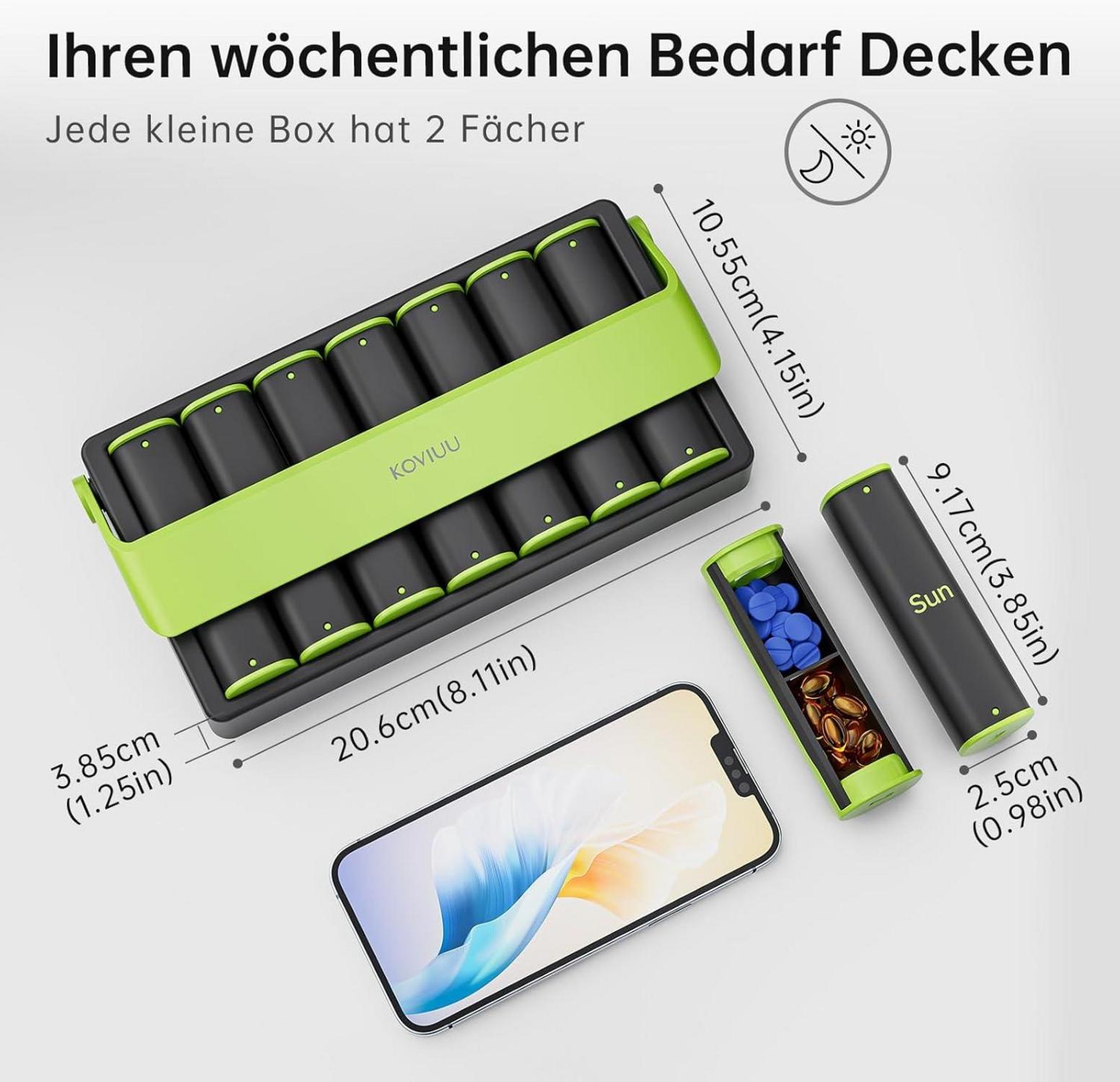 Tablettenbox 7 Tage Morgens Abends Pillendose 2 Fächer