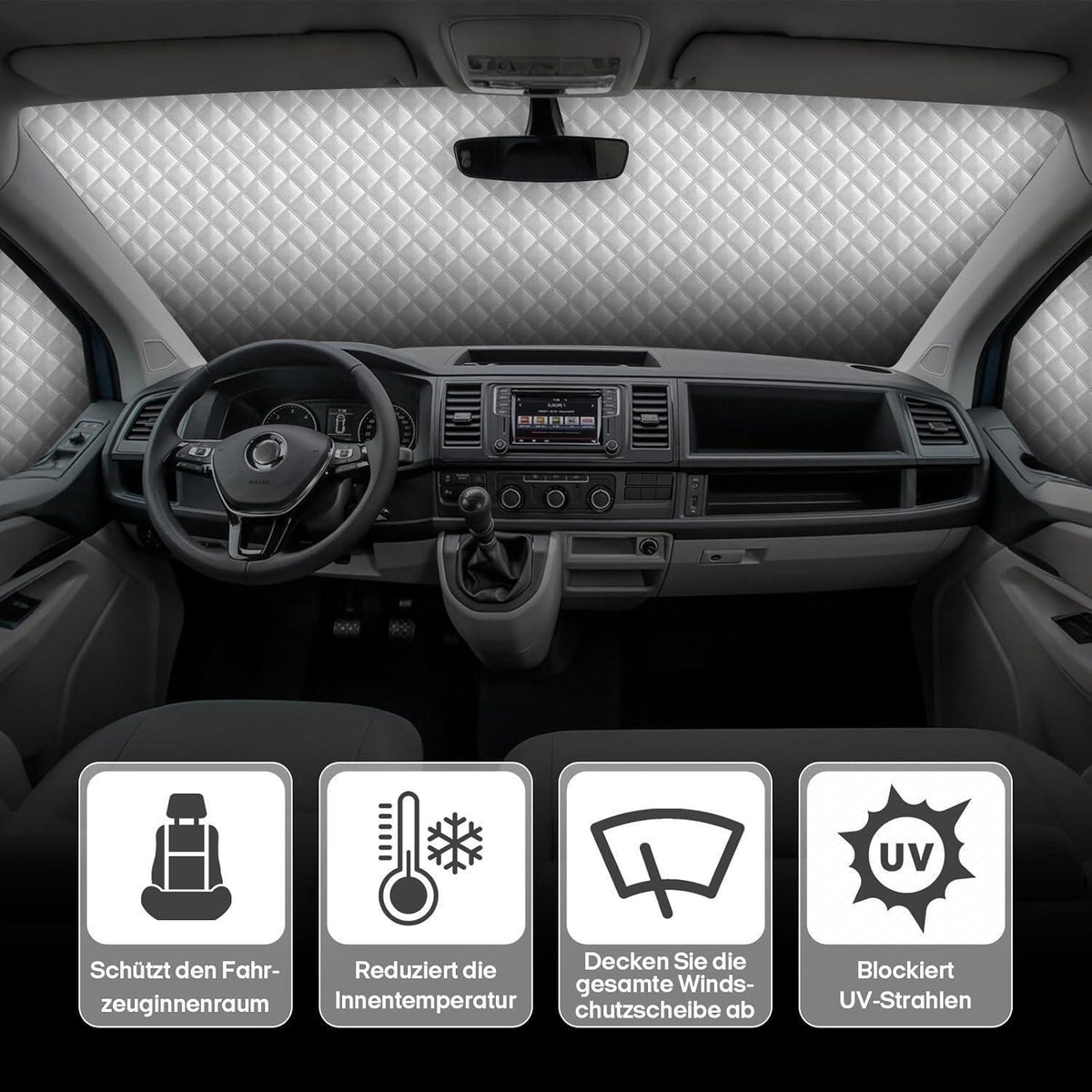Sonnenschutz Auto Frontscheibe VW T4 – 3tlg. Thermomatte Set