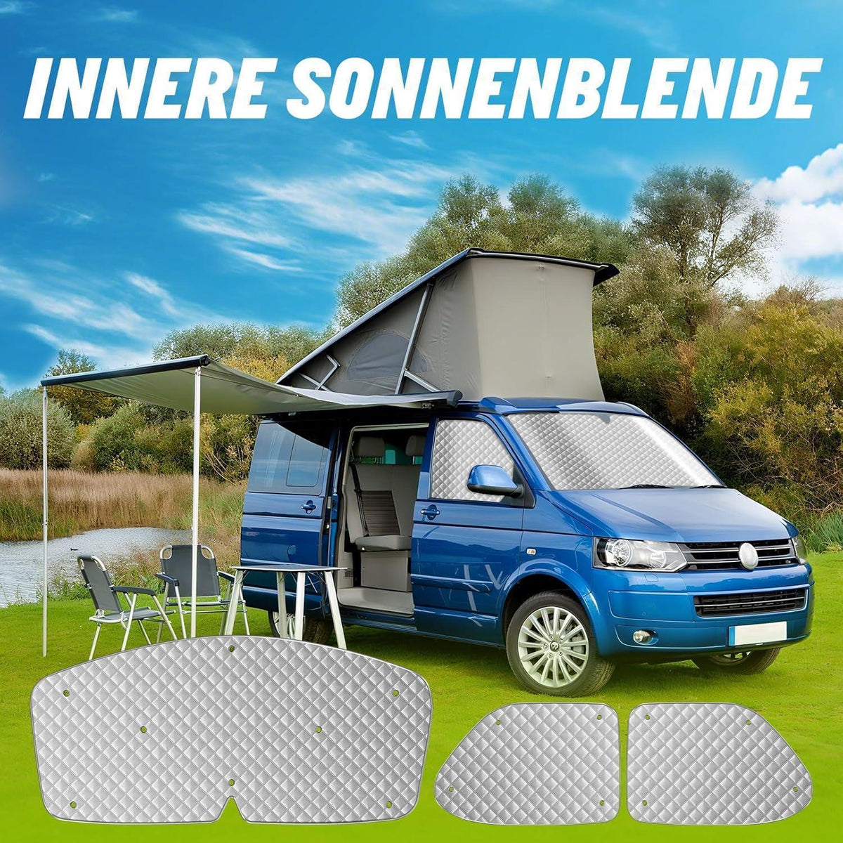 Sonnenschutz Auto Frontscheibe VW T4 – 3tlg. Thermomatte Set