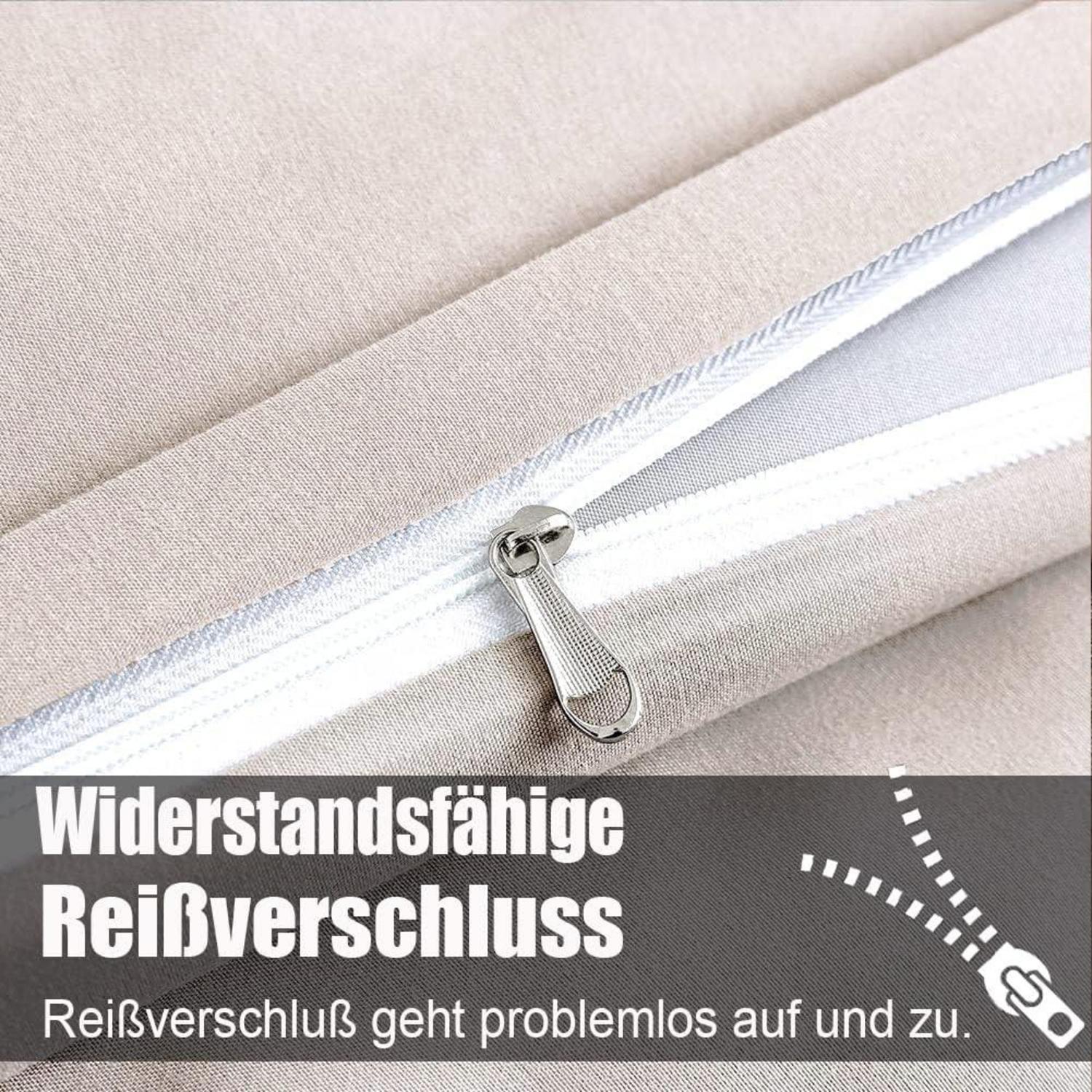 Bettwäsche-Set Mikrofaser beige 200x200cm Kissenbezug 80x80cm 2er Set