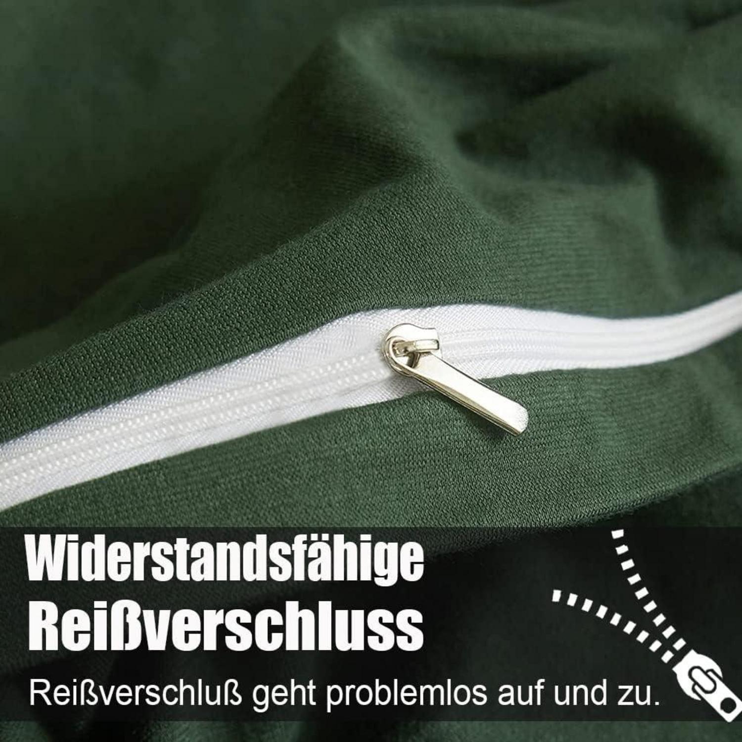 Bettwäsche Set 200x200 Grün Mikrofaser bügelfrei Kissenbezug 80x80 2er