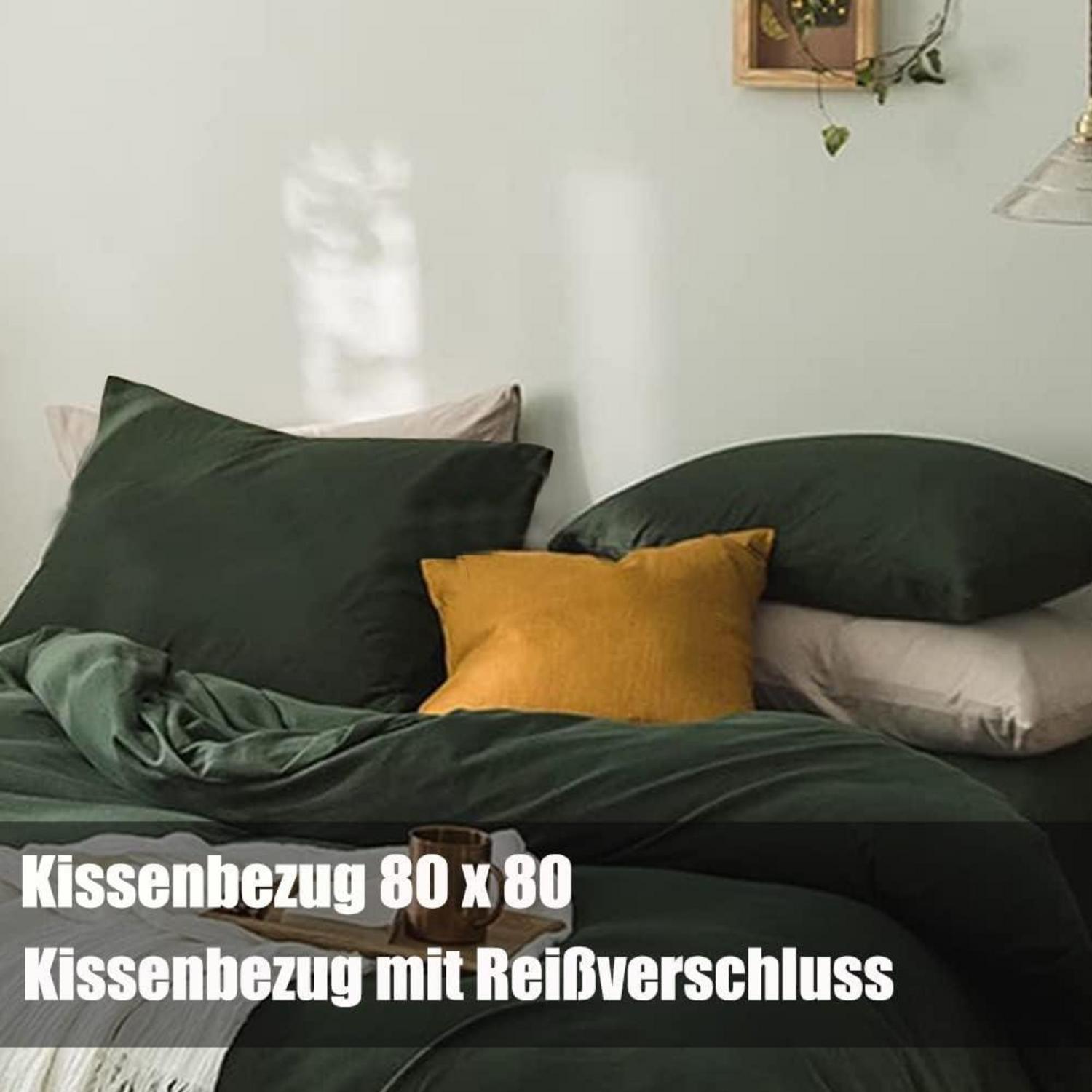 Soifox Bettwäsche 200x200 Grün 2er Set Mikrofaser bügelfrei Bettbezug 200 x 200
