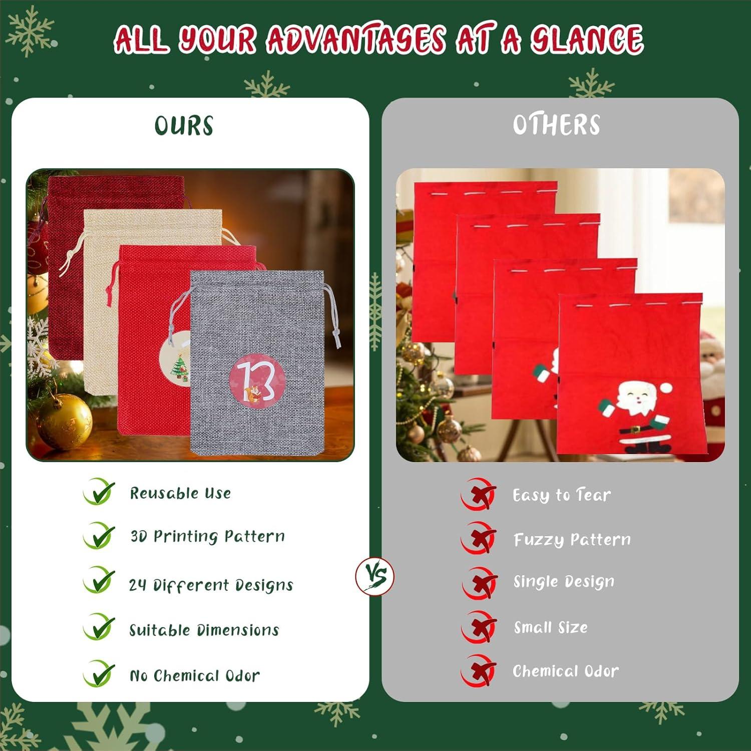 Adventskalender zum Befüllen 24 Weihnachtskalender Basteln Jute Säckchen