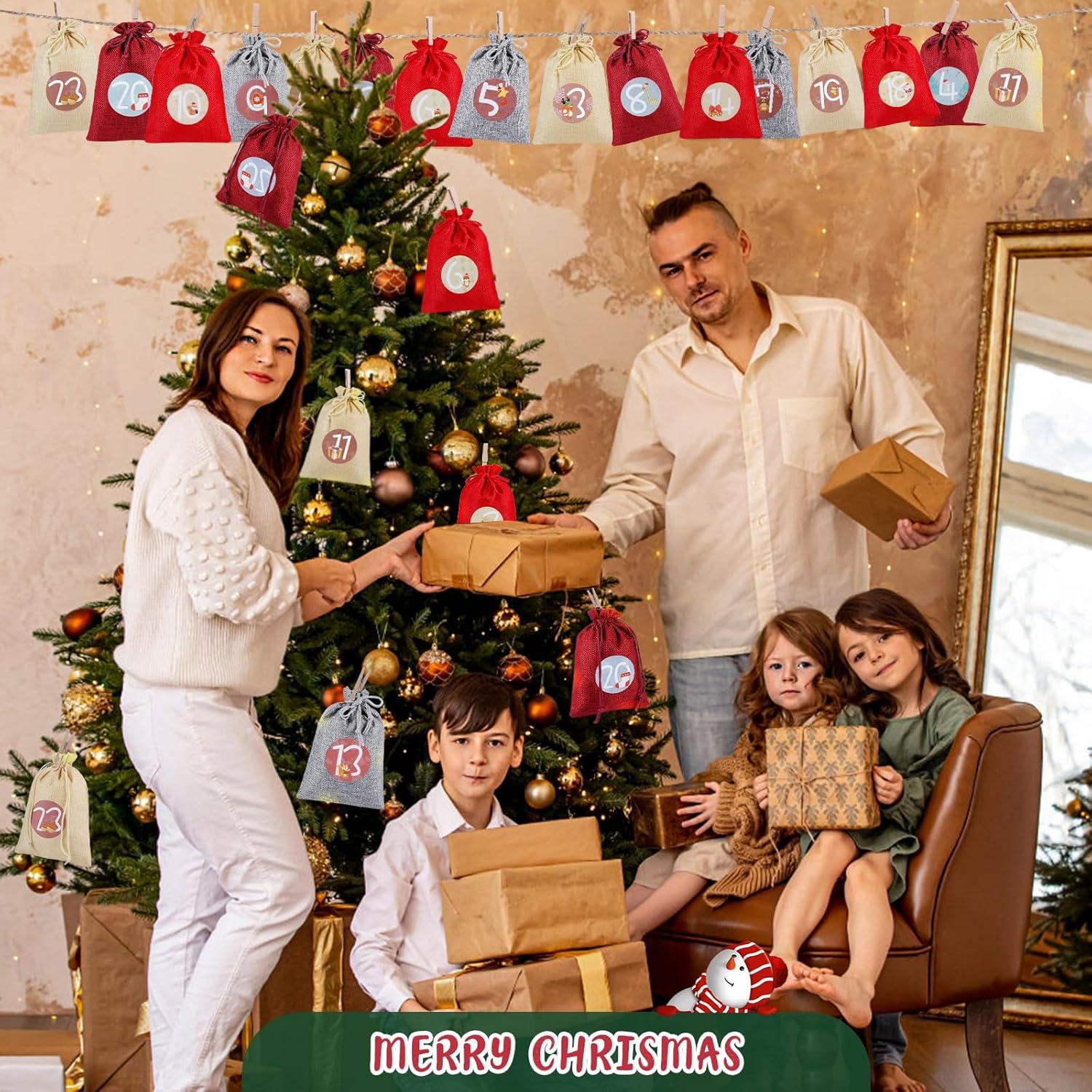 Adventskalender zum Befüllen 24 Weihnachtskalender Basteln Jute Säckchen