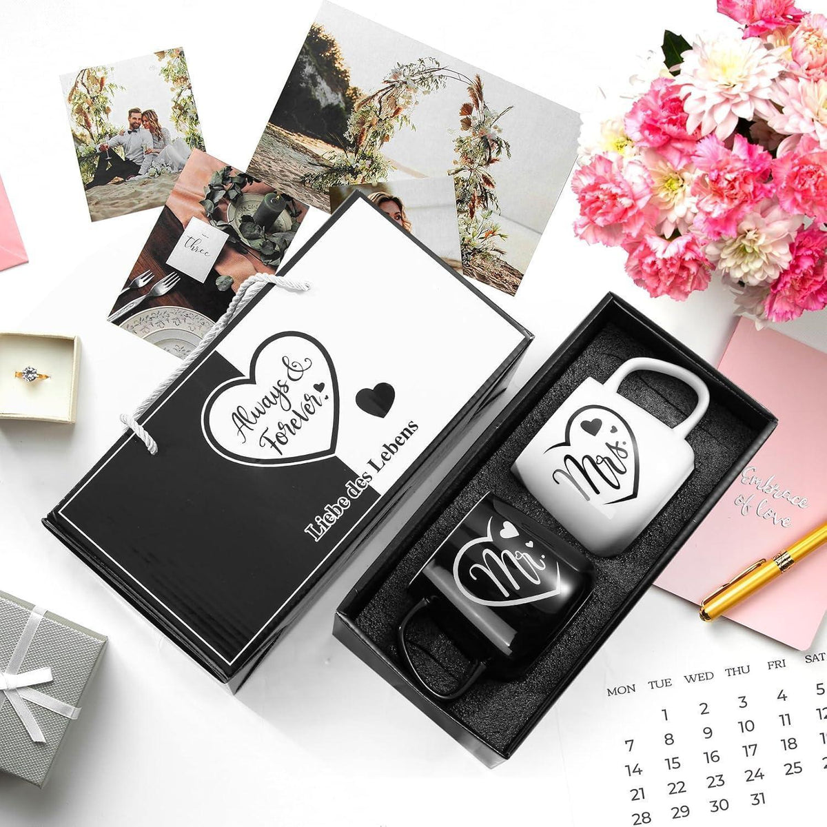 Mr & Mrs Partner Tassen Set Keramik 350ml Geschenkbox