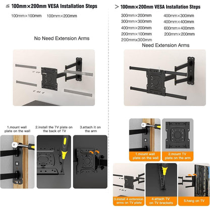 TV Wandhalterung 32-70 Zoll Schwenkbar Neigbar 180° Drehbar